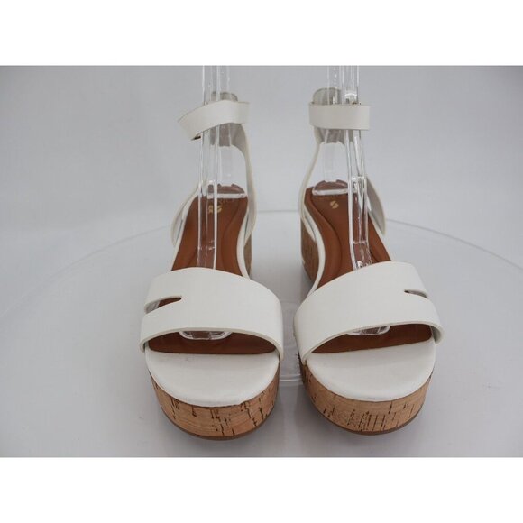 Franco Sarto Womens Primrose Sandals Cork Wedge Platform White Leather 11M - Picture 4 of 13